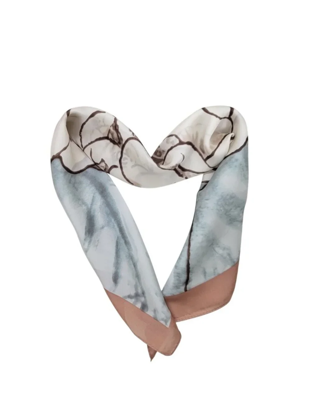 ✨Luxury Silky Square Scarf Beige Green Orange Tan Ginkgo Print Watercolor Wrap✨